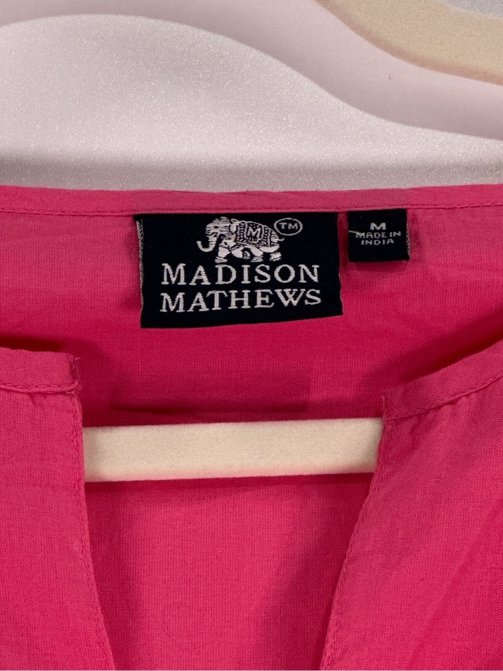 Madison Mathews Color Block Diagonal Maxi Dress Cotton Pink Orange M - Picture 7 of 11